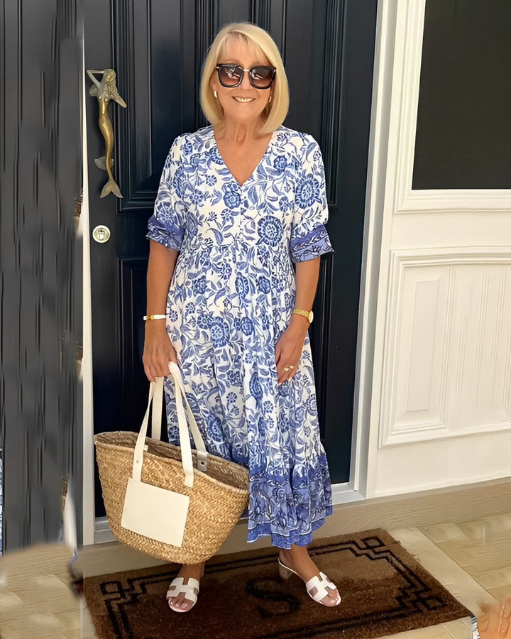 Sorelle | Graceful Floral V-Neck Dress
