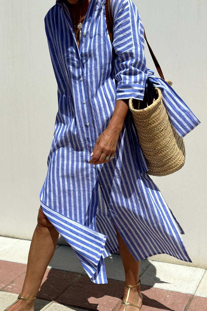 Saphira | Striped Elegance Shirt Dress