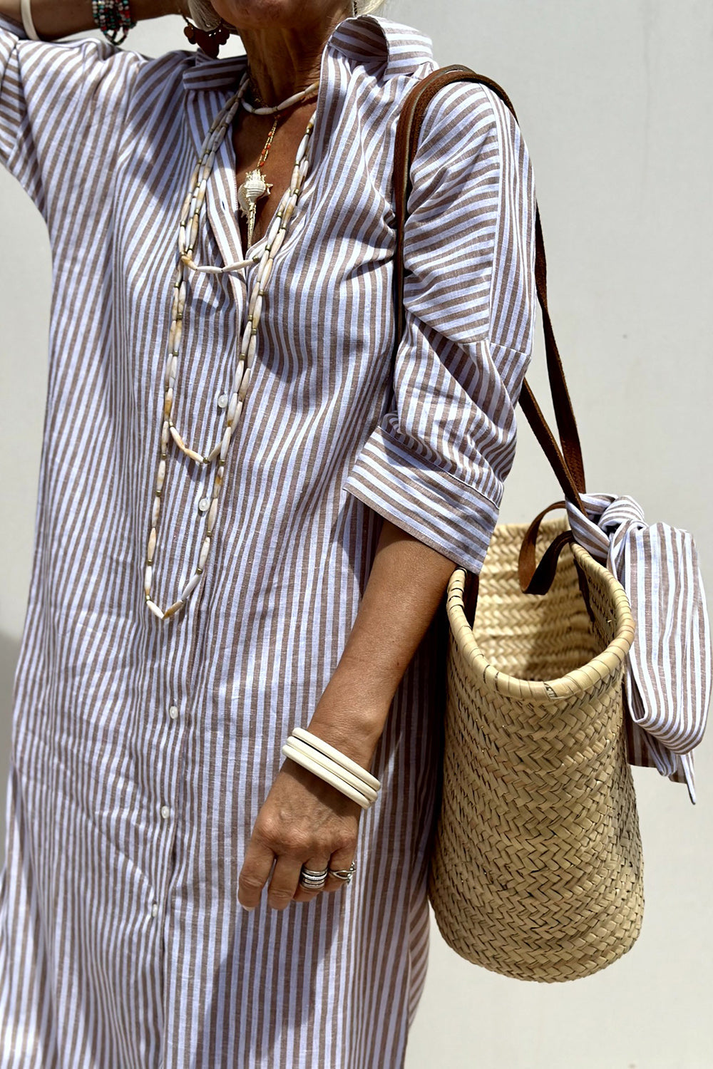 Saphira | Striped Elegance Shirt Dress