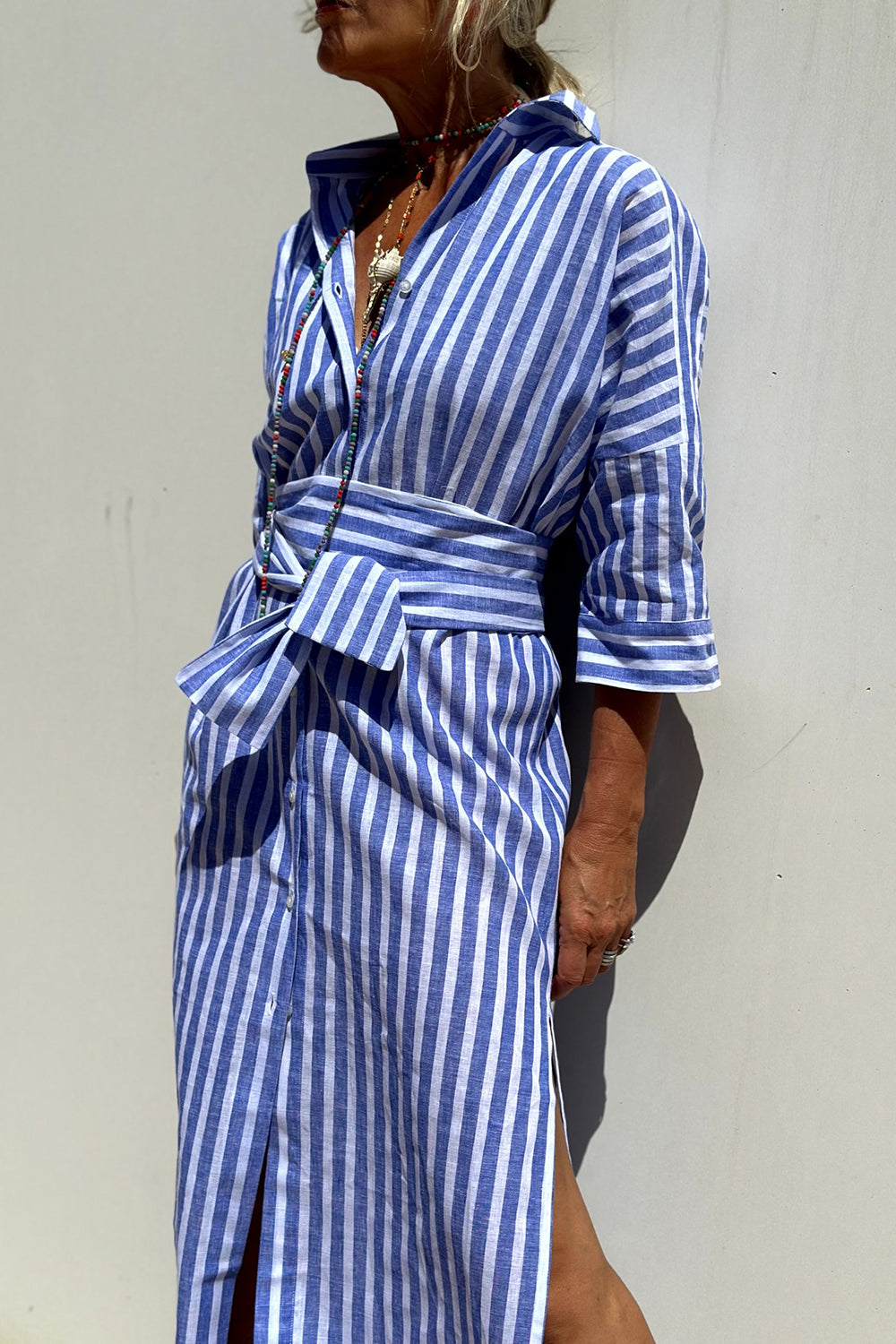 Saphira | Striped Elegance Shirt Dress