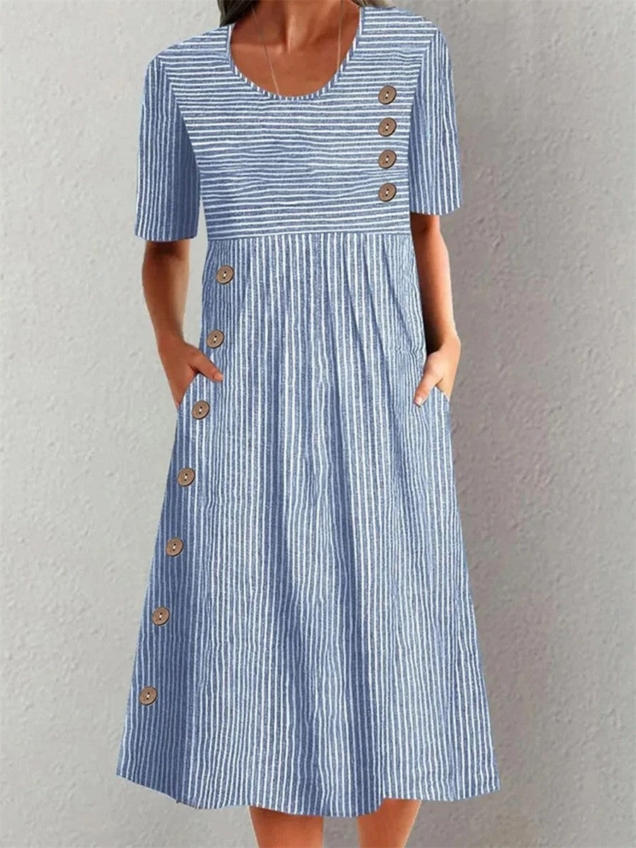 Elira | Coastal Stripe Midi Dress