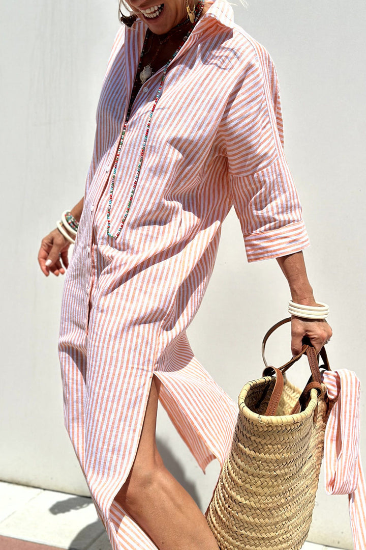 Saphira | Striped Elegance Shirt Dress