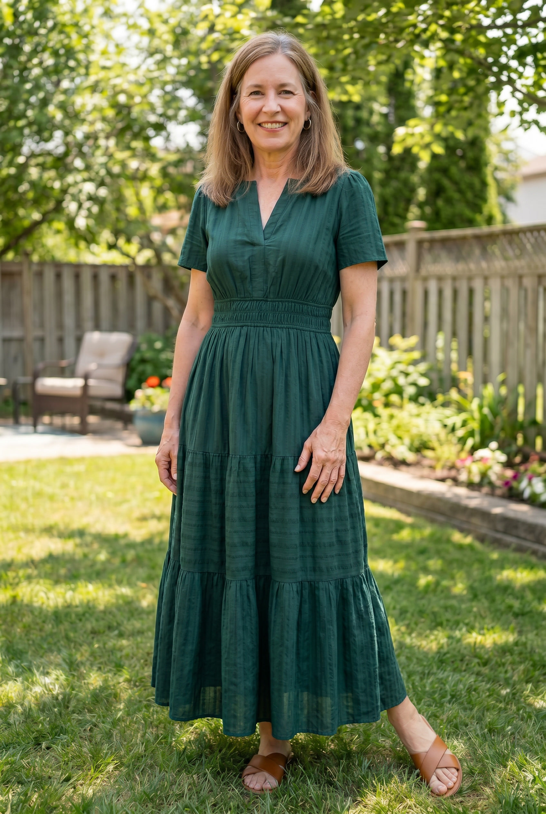 Odelia | Short Sleeve Tiered Maxi Dress