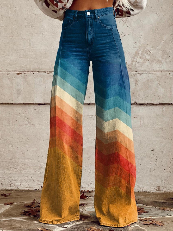 Linda Elegant Retro Zigzag Pants