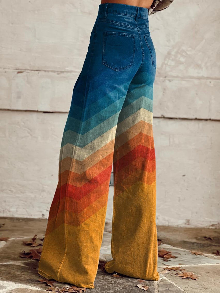 Linda Elegant Retro Zigzag Pants